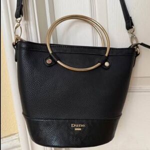 Dune London Black Shoulder Bag with Gold Ring Handle